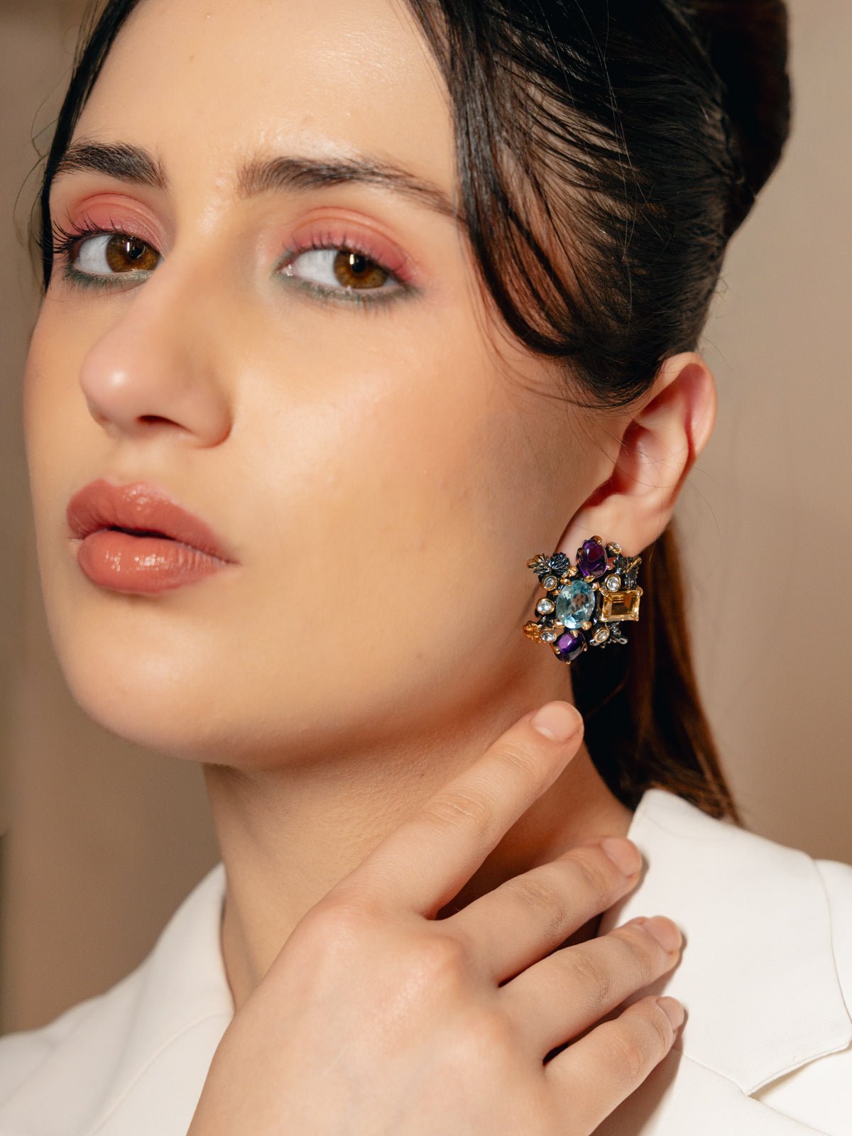 Handcrafted Multi-Gemstone Statement Earrings