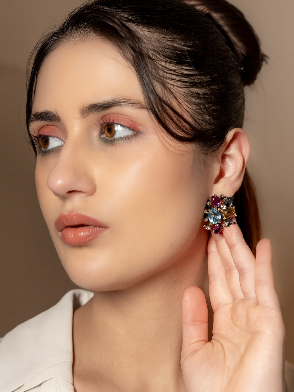 Handcrafted Multi-Gemstone Statement Earrings