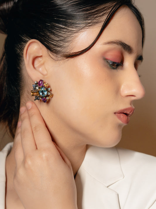 Handcrafted Multi-Gemstone Statement Earrings