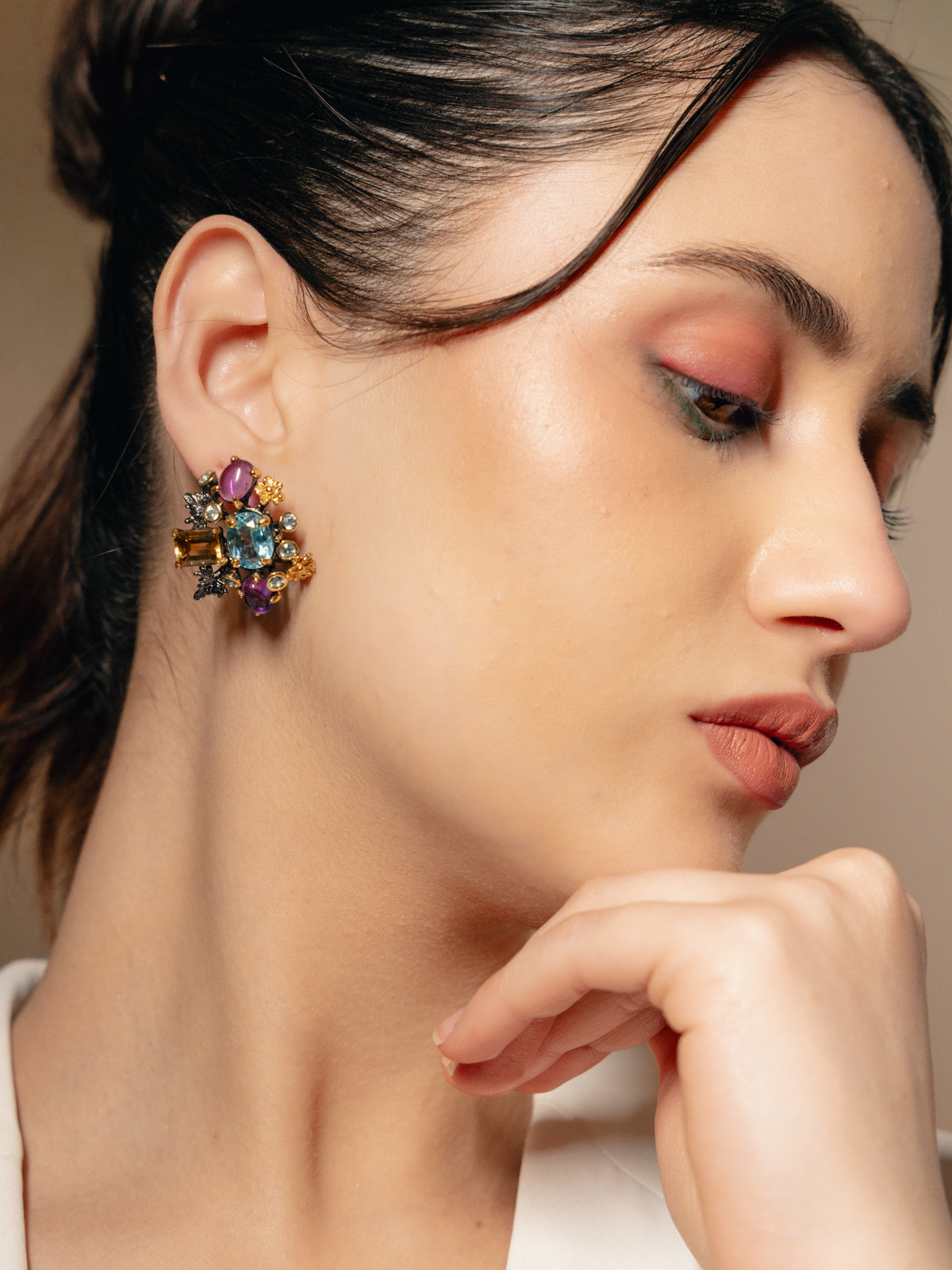Handcrafted Multi-Gemstone Statement Earrings