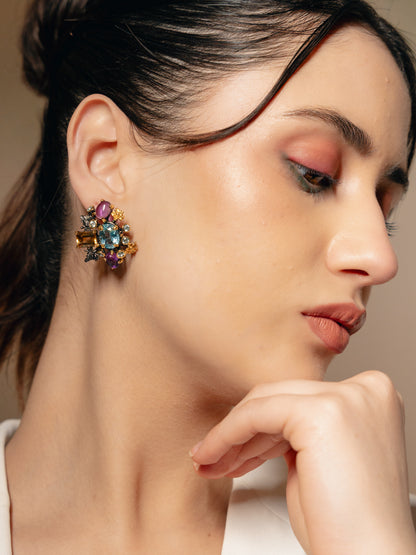 Handcrafted Multi-Gemstone Statement Earrings