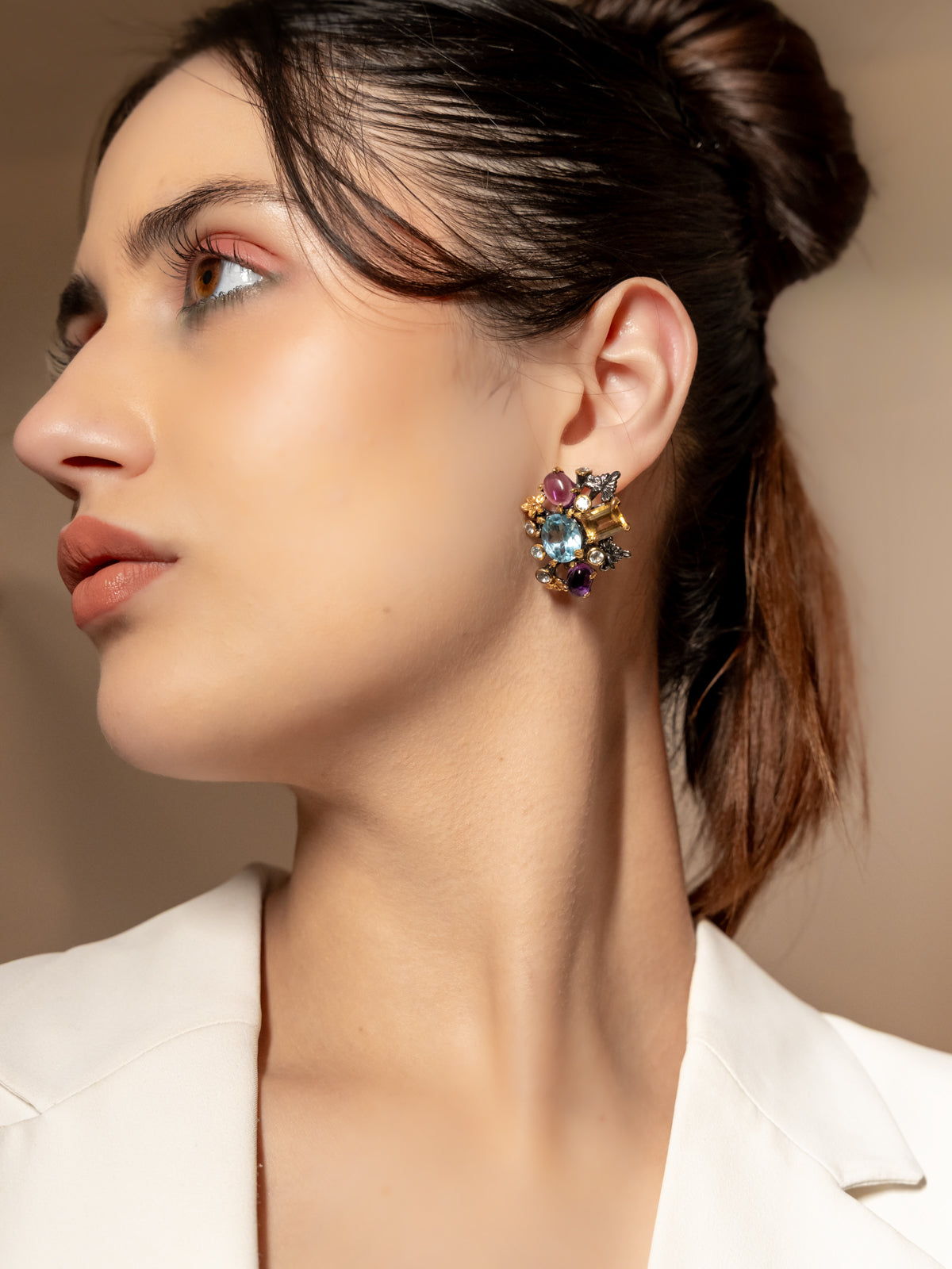Handcrafted Multi-Gemstone Statement Earrings