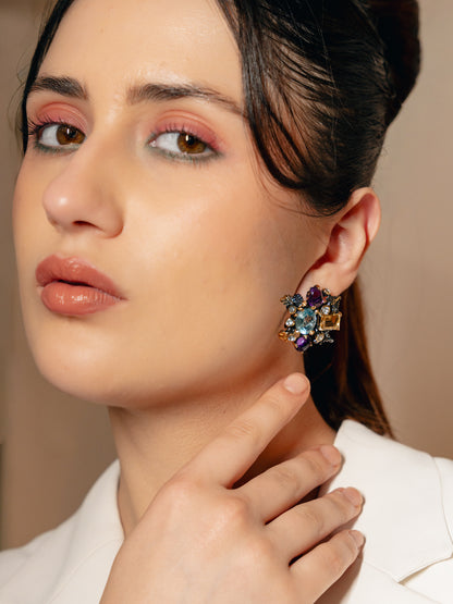 Handcrafted Multi-Gemstone Statement Earrings