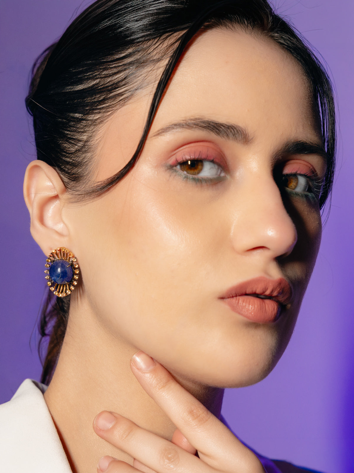 Lapis Lazuli Sunburst Statement Earrings