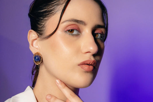 Lapis Lazuli Sunburst Statement Earrings