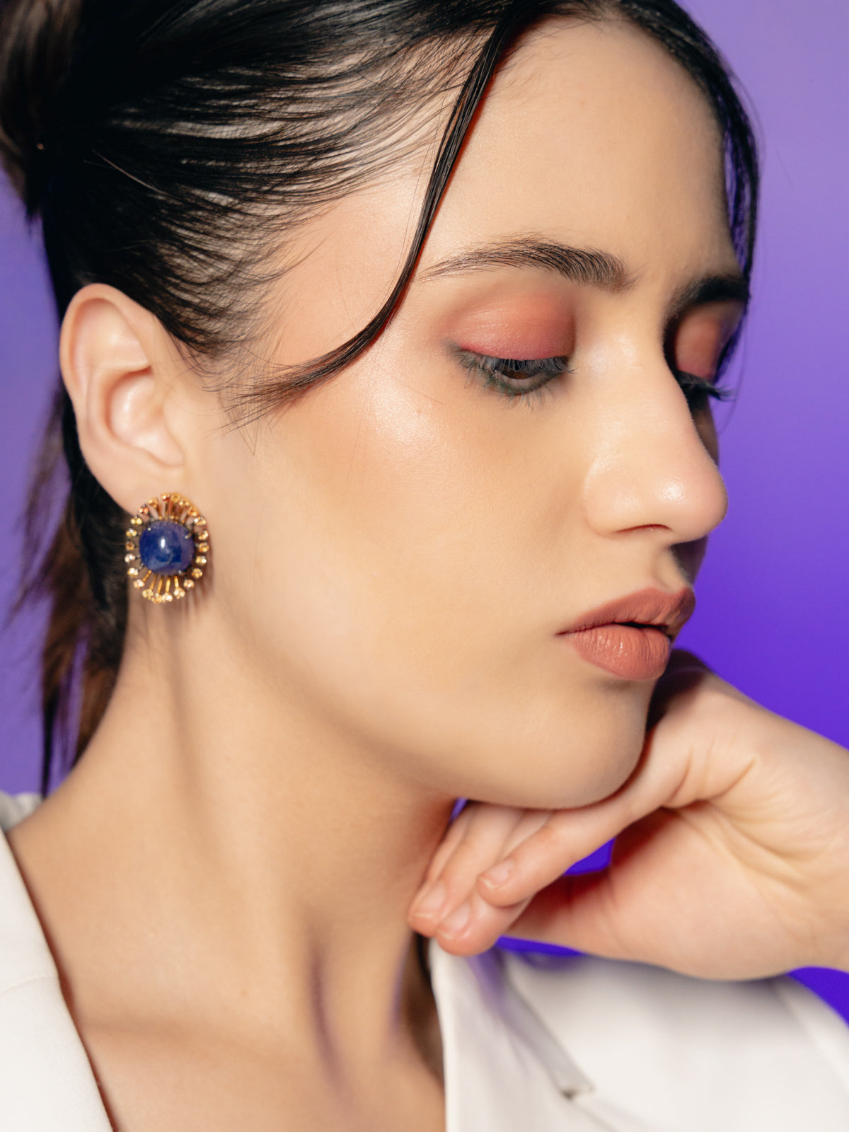 Lapis Lazuli Sunburst Statement Earrings