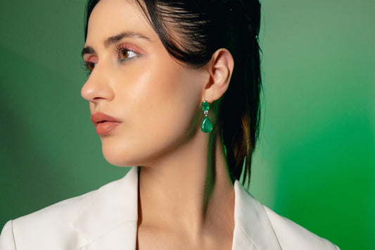 Emerald and Diamond Teardrop Earrings